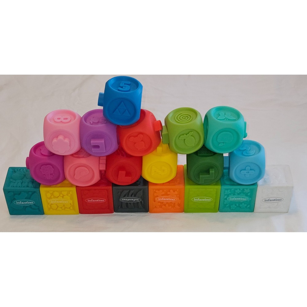 Infantino‎ Soft Building Blocks Learning Numbers Animals Shapes 20 Piece Set